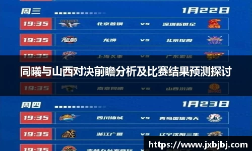 同曦与山西对决前瞻分析及比赛结果预测探讨