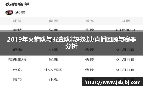 2019年火箭队与掘金队精彩对决直播回顾与赛季分析